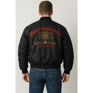 Harley Davidson Harley Owners Group HOG Black Bomber Jacket Live the Legend XXL